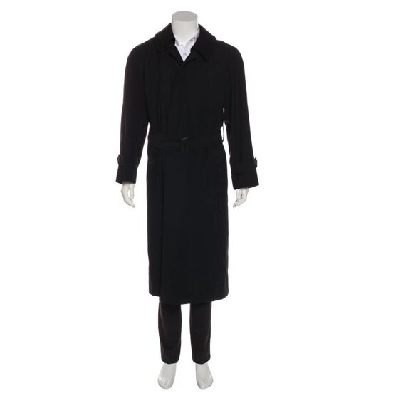 Burberry Vintage Men Black Lawrence Trench Coat with Removable Wool Vest Size 46 - Picture 1 of 16